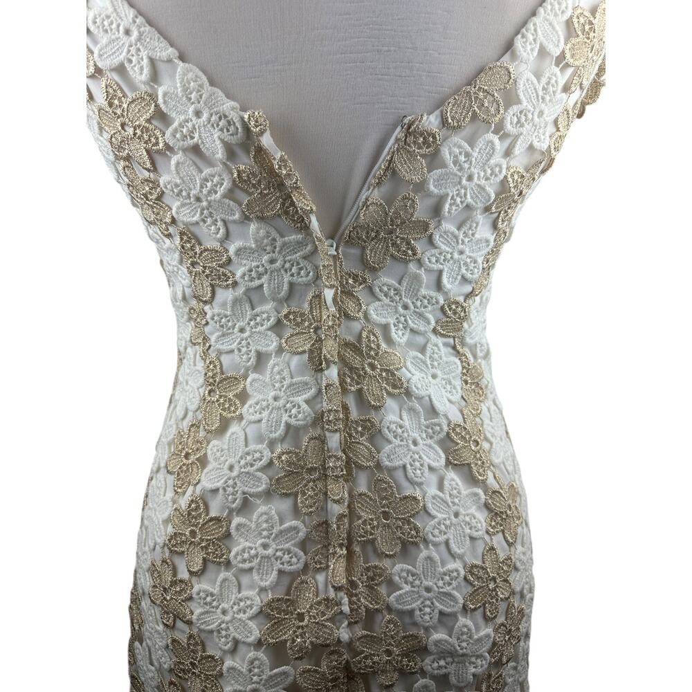 Lilly Pulitzer White Gold Floral Barbara Dress Lace Crochet Shift Womens Size 10 - Picture 12 of 16
